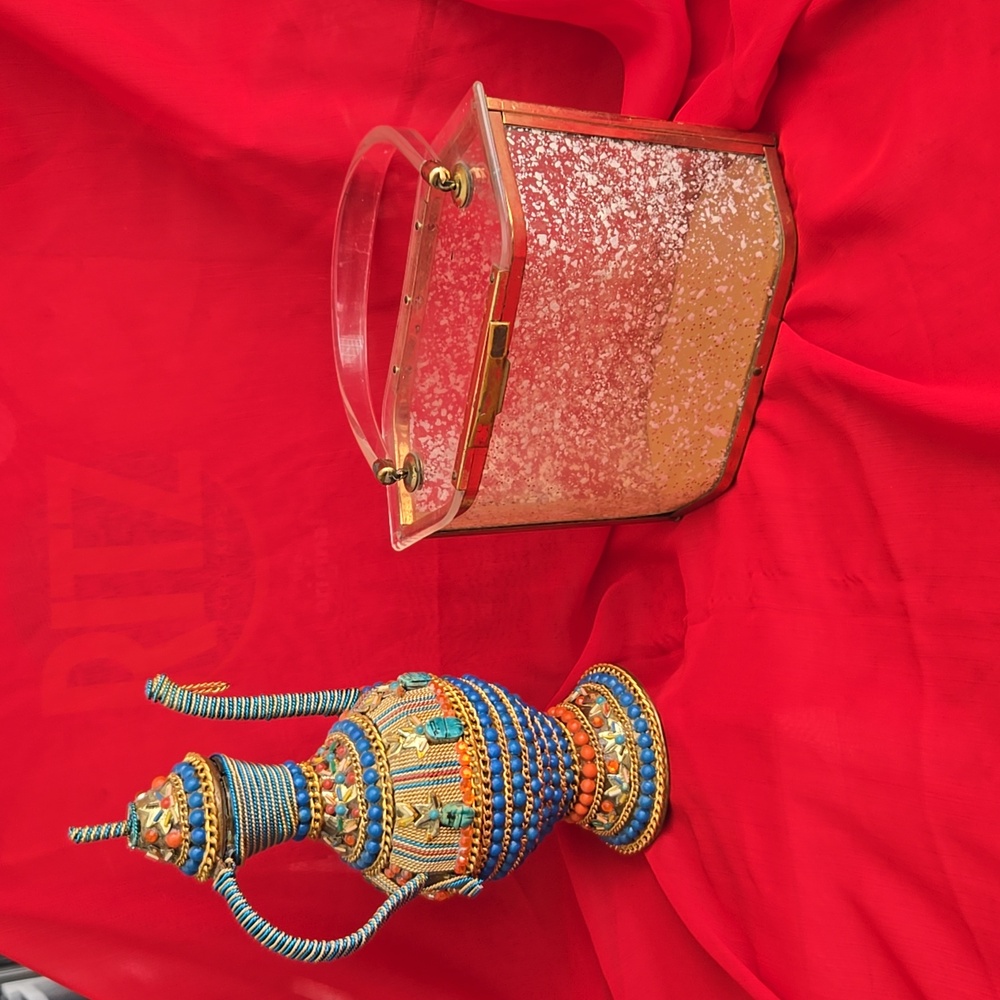 Vintage 1950's Hexagon Lucite Purse with Handle